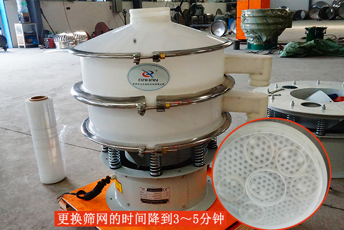 塑料振動(dòng)篩篩網(wǎng)更換只需：3-5分鐘。