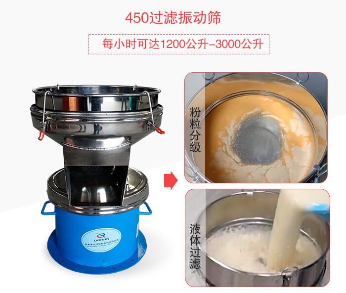 450過濾振動篩粉狀，液體物料篩分過濾展示圖